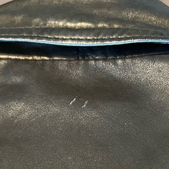 Black Vintage Double Breasted Leather Trench Coat Size Small - Picture 8 of 10